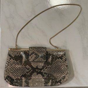 Snakeskin print clutch Banana Republic